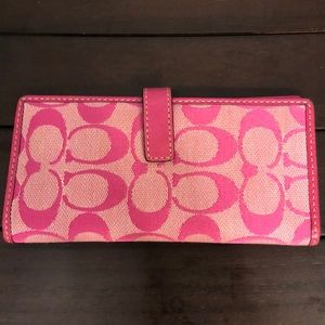 Coach pink single fold wallet